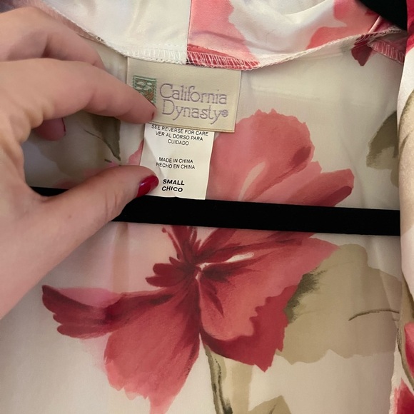 Vintage California Dynasty Pink Floral Robe Women’s Size Small - Picture 5 of 7